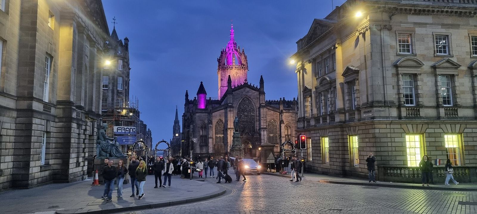The Royal Mile in Edinburgh Old Town at night — home of The Edinburgh Dungeons